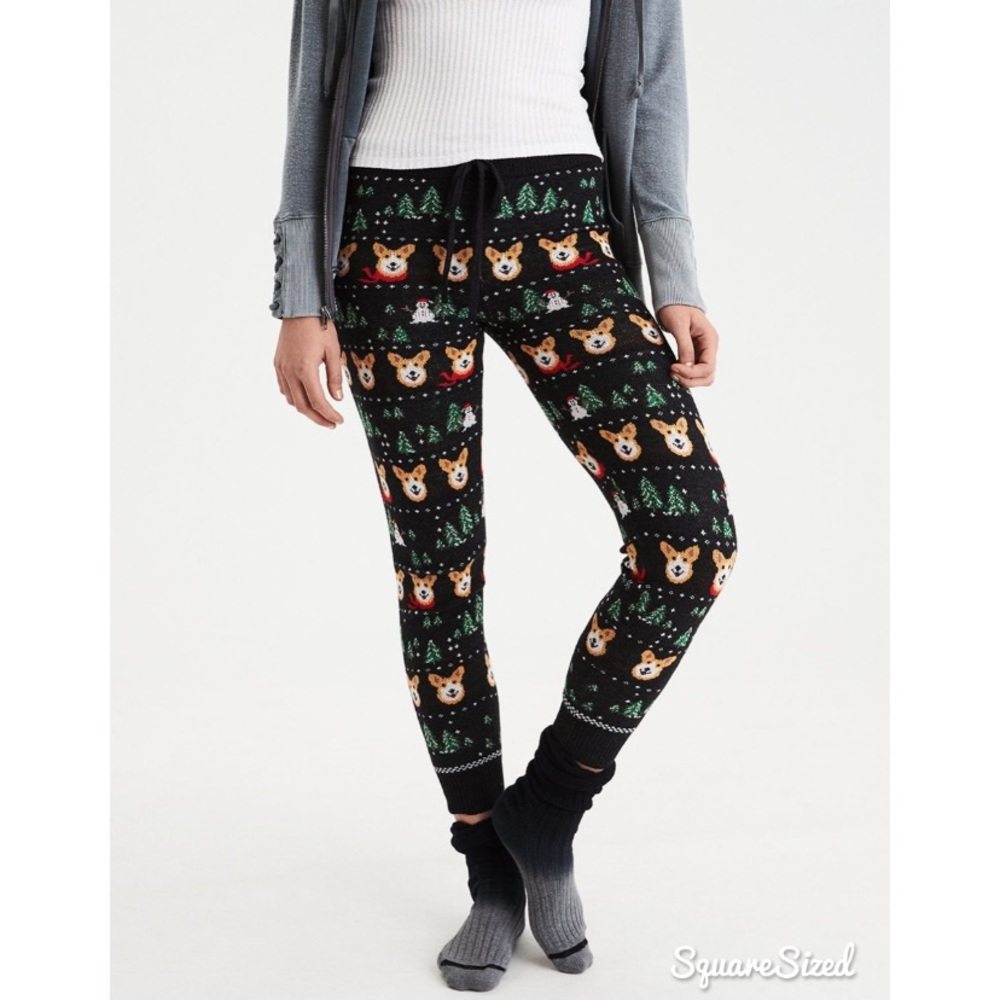 AE Holiday Christmas Corgi Dog Sweater Leggings